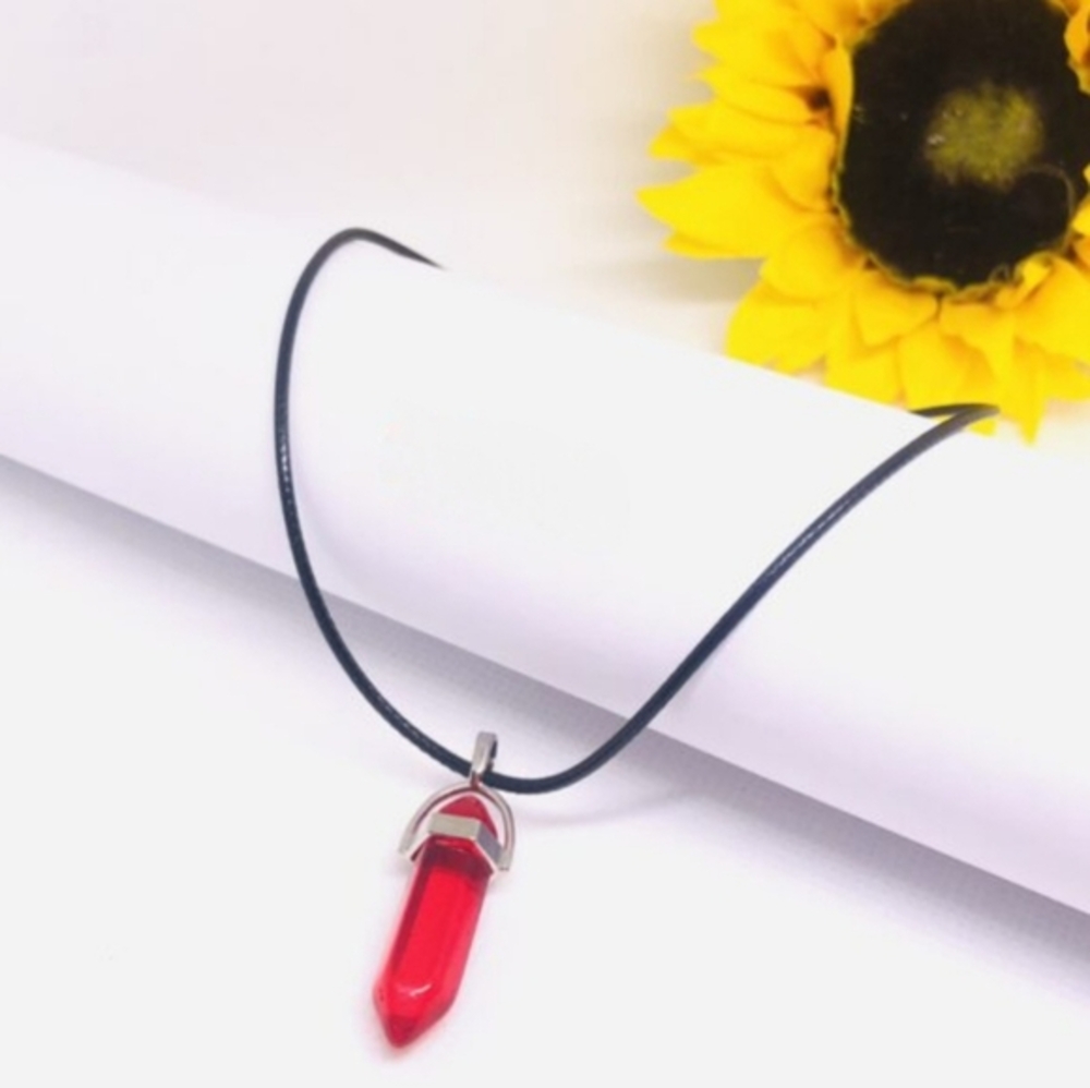 Healing Crystal Point Pendant Carnelian Red Transparent‎ Red Necklace Chakra